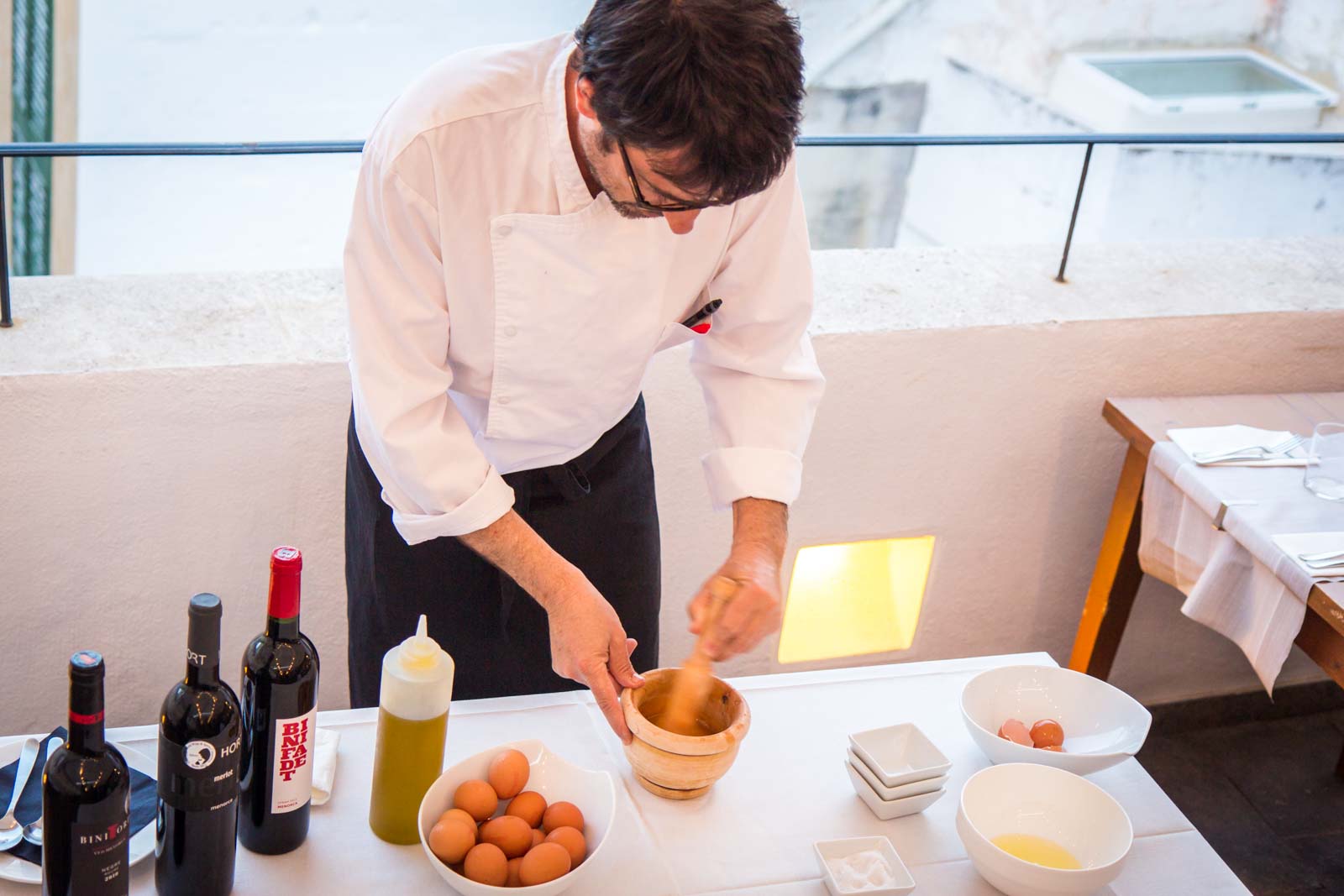 Chef making mayonnaise 